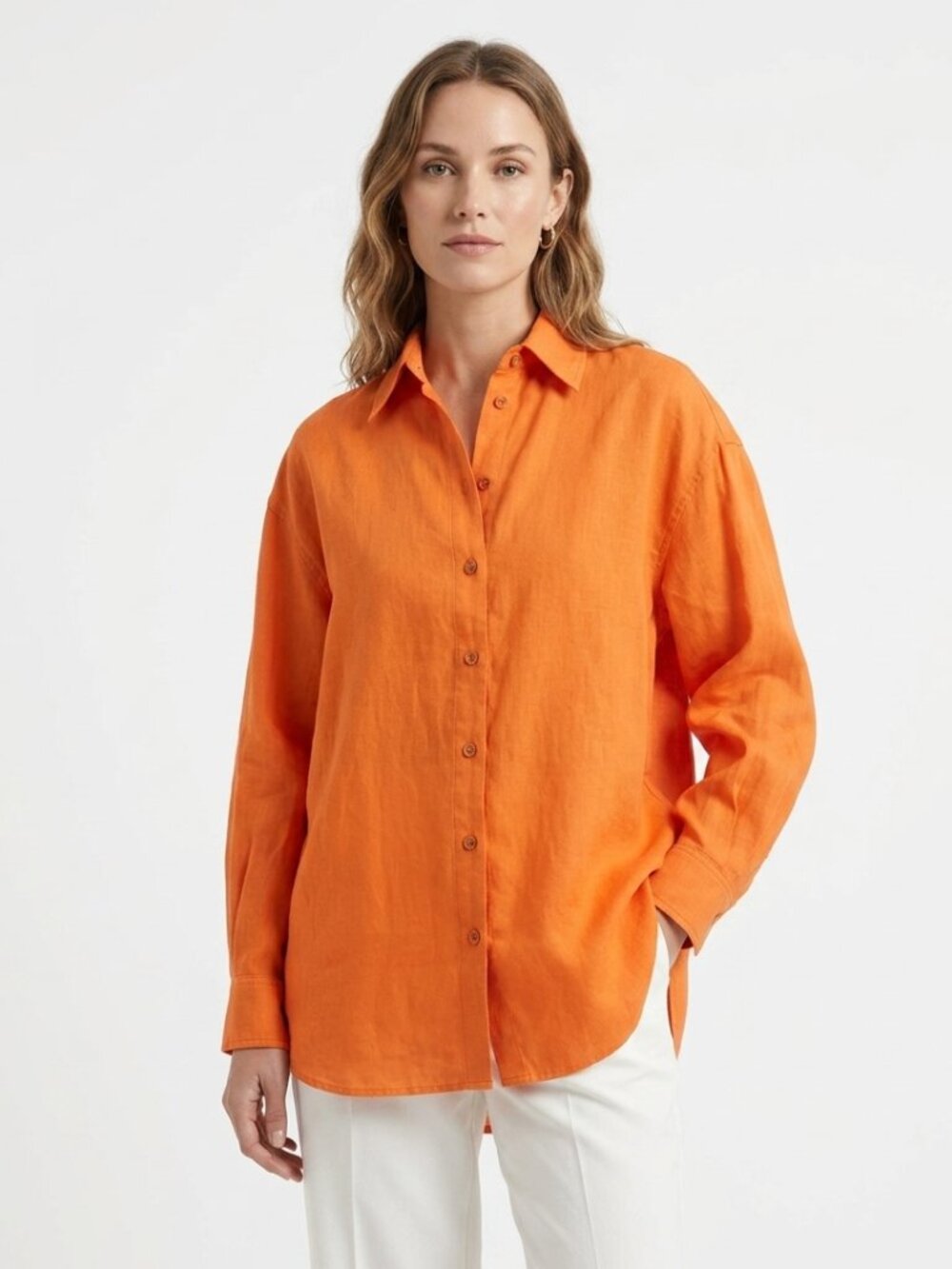 NWT ARITZIA BABATON ESSENTIAL OVERSIZED SHIRT IN TANGELO ORANGE - 2XS